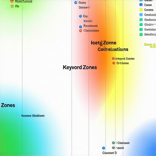 Map overlay with heat zones, keywords, and citation points for local search optimization.