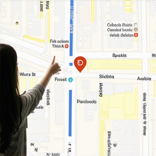 User engaging with augmented reality features at a local business in a city map