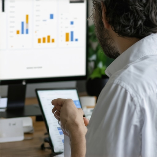 Business owner reviewing local SEO analytics on a computer