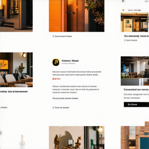 A colorful social media dashboard showing geo-tagged posts and community interactions around a local business.