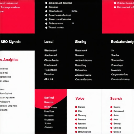 Infographic illustrating complex local SEO signals such as behavioral data, social metrics, and voice search.