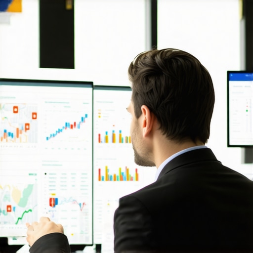 SEO analyst reviewing local map ranking analytics with graphs and maps