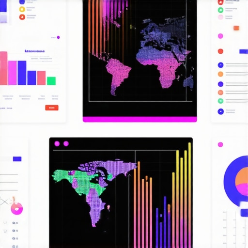 Data-Driven Local Map Optimization Dashboard showing local SEO signals and map rankings with colorful analytics charts.