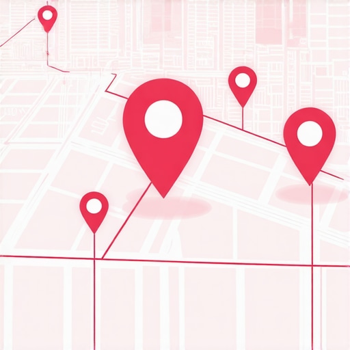 Digital map with interconnected signal points representing advanced local SEO strategies.