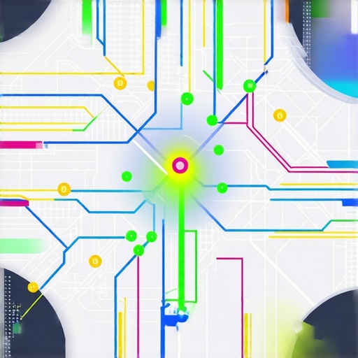 A digital map illustrating interconnected data points and local signals for SEO optimization.