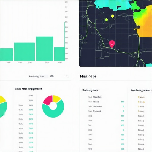 A sophisticated digital interface displaying geospatial analytics and engagement heatmaps.