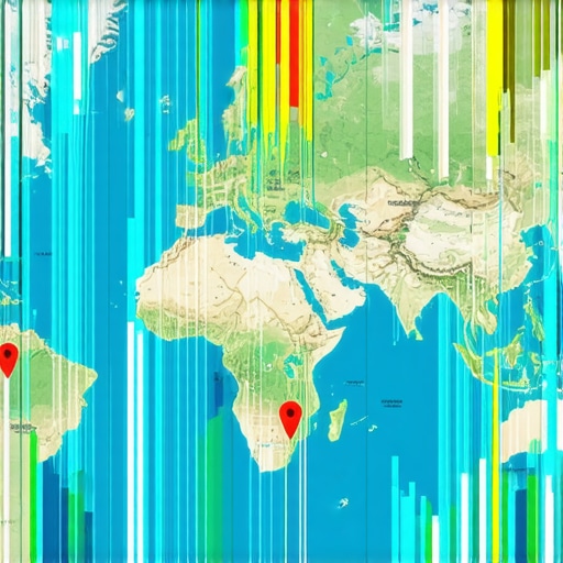 Illustration of a digital map showing geolocation signals, data streams, and behavioral analytics for local SEO