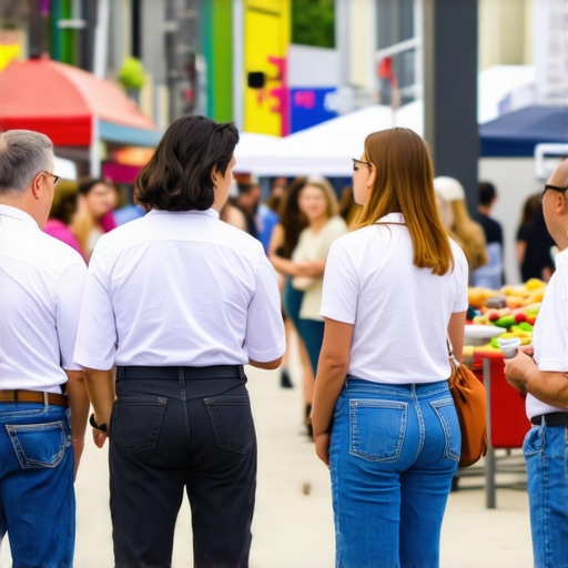 Local Engagement Creates Digital Trust Photograph of a community gathering with local businesses showcasing their services, symbolizing offline-online signal synergy.