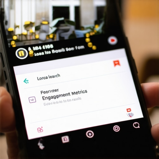 A smartphone screen showing local business searches with engagement statistics
