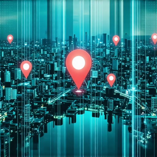 Optimized Local Map with Signals Illustration of a digital map highlighting various local signals and markers.