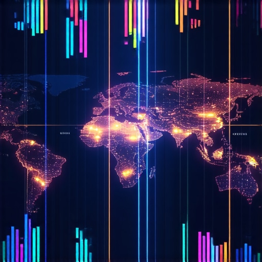 Visual representation of layered local SEO signals and map algorithms. Digital map with interconnected signals and data analytics layers.