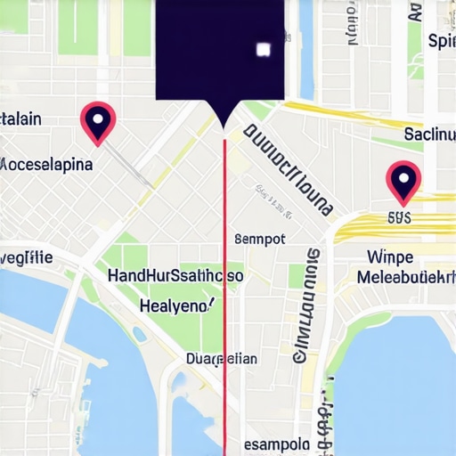Futuristic digital map displaying live local signals and AI analytics visualization
