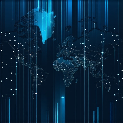 Advanced Local Signals Visualization Futuristic map with data points and analytics representing local SEO signals.