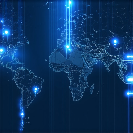 Illustration of a digital map displaying advanced local SEO signals and behavioral analytics