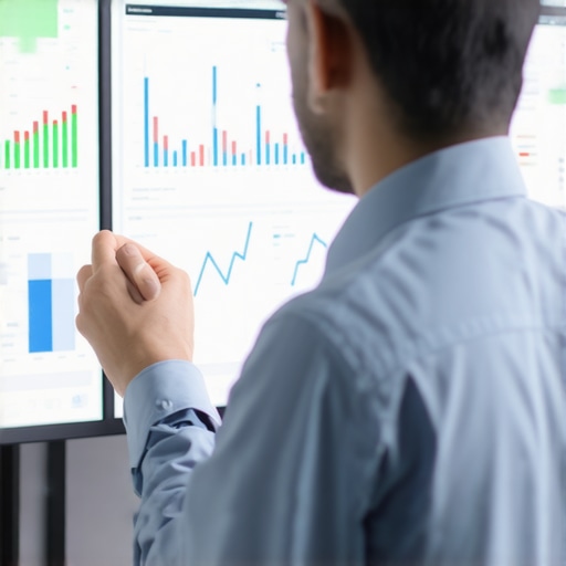 Business owner analyzing customer behavior metrics to optimize local signals.