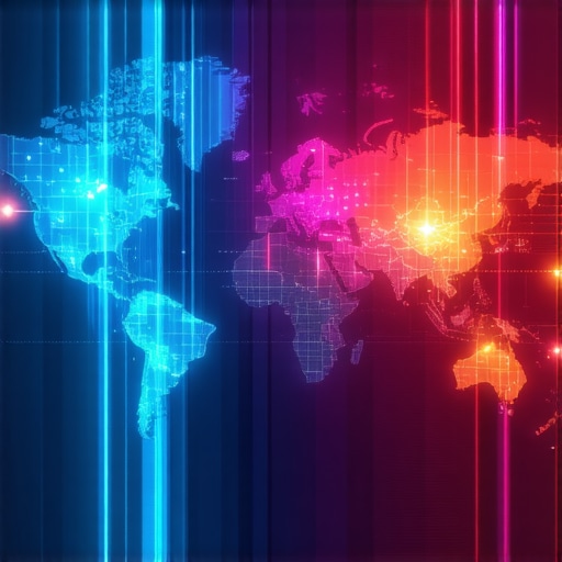 A high-tech digital map displaying layered signals demonstrating advanced local SEO strategies.