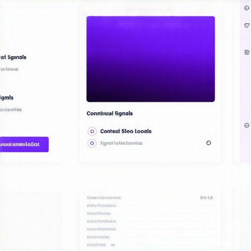 Multilayered Local SEO Signal Analysis A sophisticated analytics interface displaying various behavioral and contextual signals interconnected for local SEO optimization.