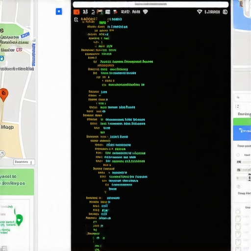 Schema markup code overlaying a Google Map business profile, highlighting structured data advantages.