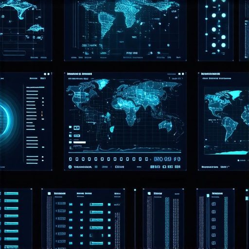 Futuristic digital dashboard illustrating interconnected local signals, analytics, and AI for map ranking optimization.