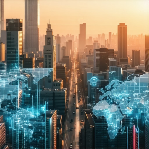 Cityscape illustrating live environmental data influencing local SEO strategies.