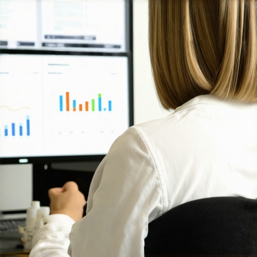 Business owner reviewing local SEO analytics on a digital dashboard.