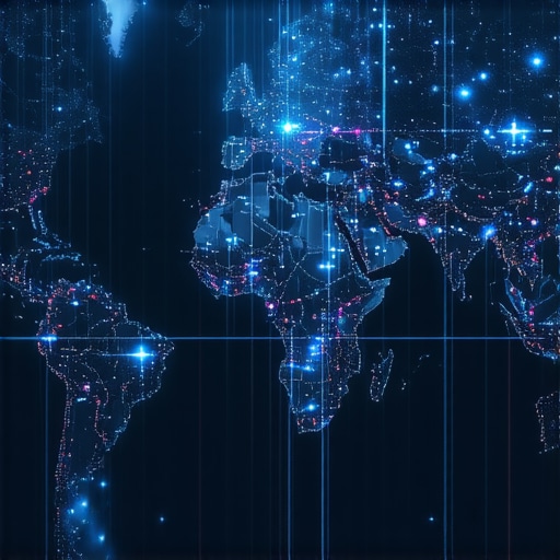 A conceptual digital map illustrating advanced local signals with AI analytics and immersive visuals.