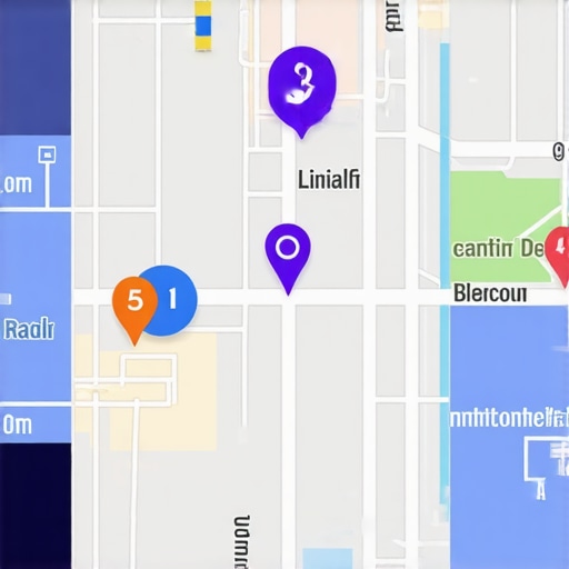 Futuristic map interface showcasing augmented reality features and voice command symbols