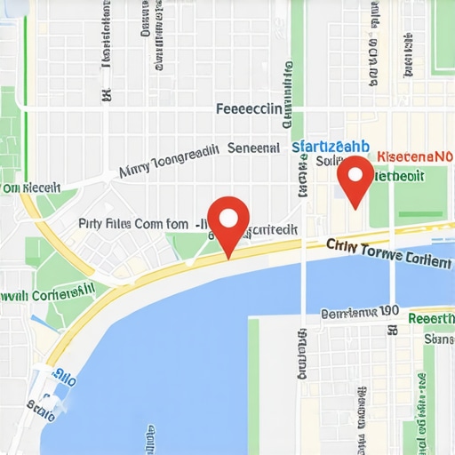 Futuristic digital map highlighting local SEO signals and data points