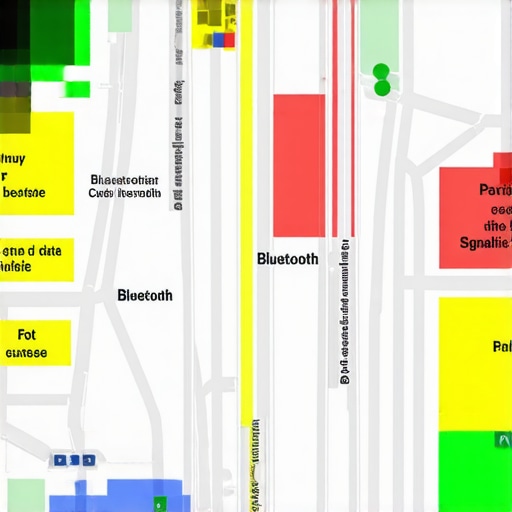 Illustration of a digital map highlighting Bluetooth signals, proximity sensors, and customer interaction data