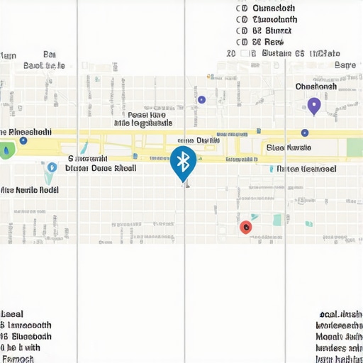 Diagram showing Bluetooth and proximity signals enhancing local map rankings in digital maps.