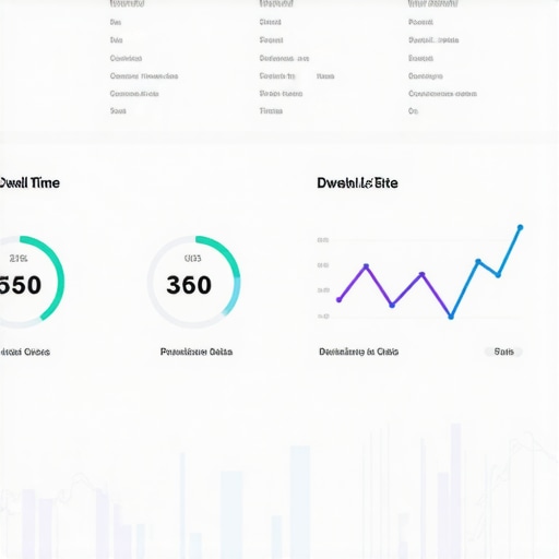 A digital dashboard displaying local SEO signals such as dwell time and click patterns with upward trending graphs.