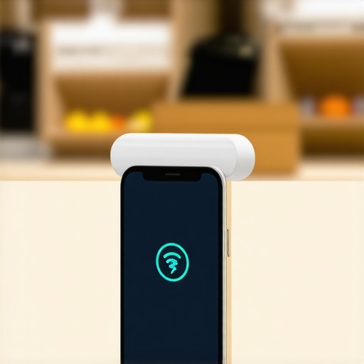 Bluetooth beacons communicating with smartphones to enhance local SEO signals.