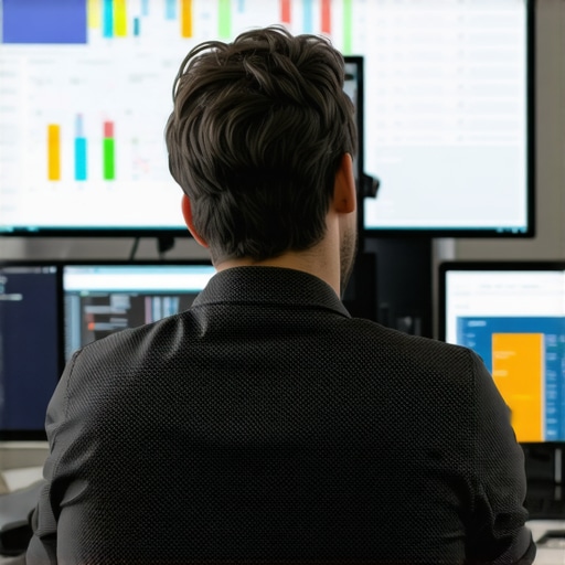 Business owner reviewing analytics dashboard showing local signals and map data